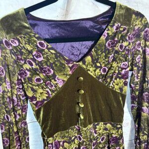 Vintage Fairycore Witchy Bohemian Velvet Renaissance Dress